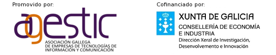 Logotipos de promotores Promueve: Agestic, Cofinancia: Xunta de Galicia, Consellería de Innovación e Ind
