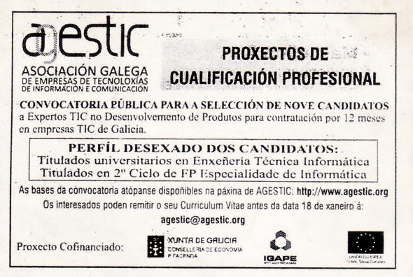 Anuncio Convocatoria de selección de Expertos TIC